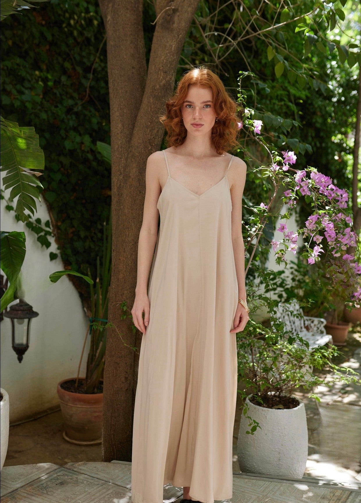 Minimalist Elegance Beige Maxi Dress