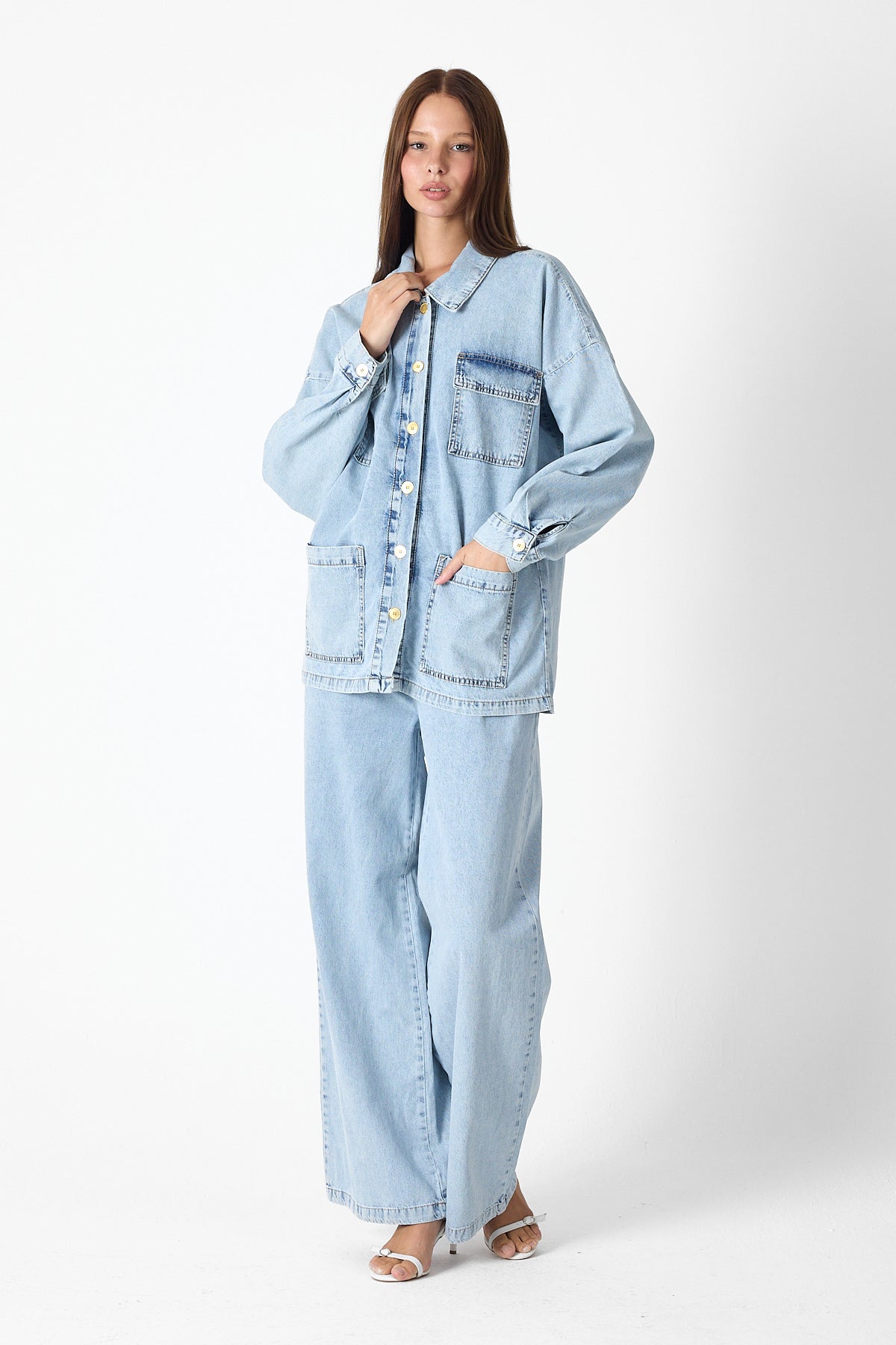 Luxe Buttoned Denim Set