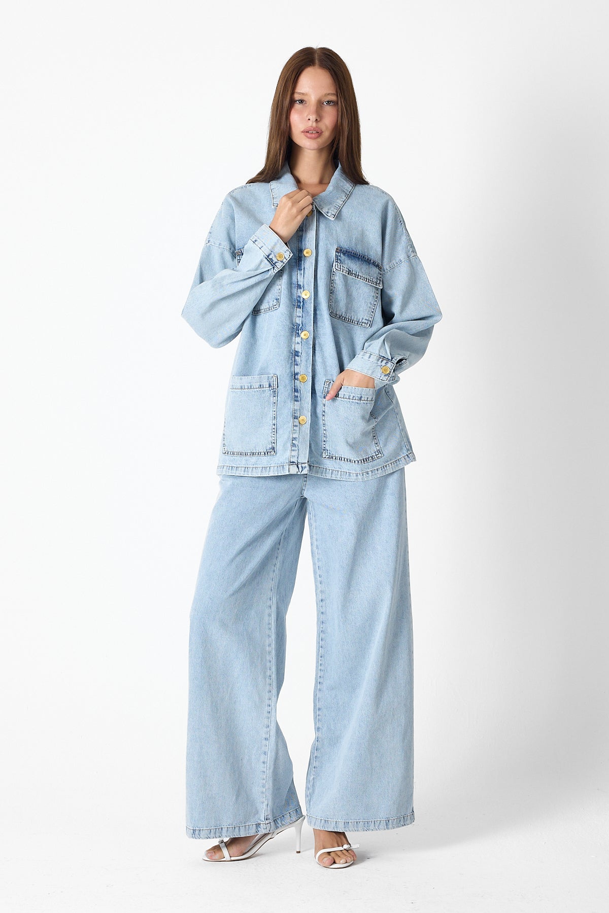 Luxe Buttoned Denim Set