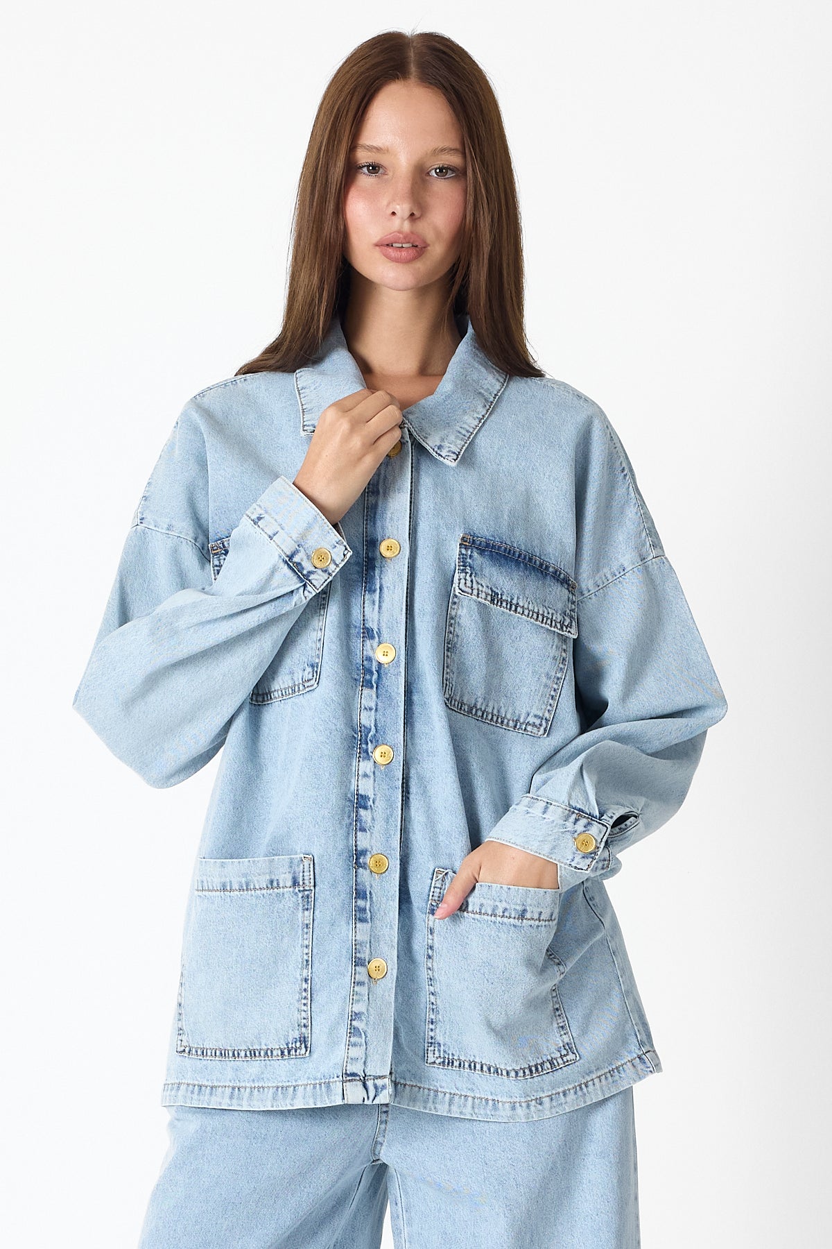 Luxe Buttoned Denim Set