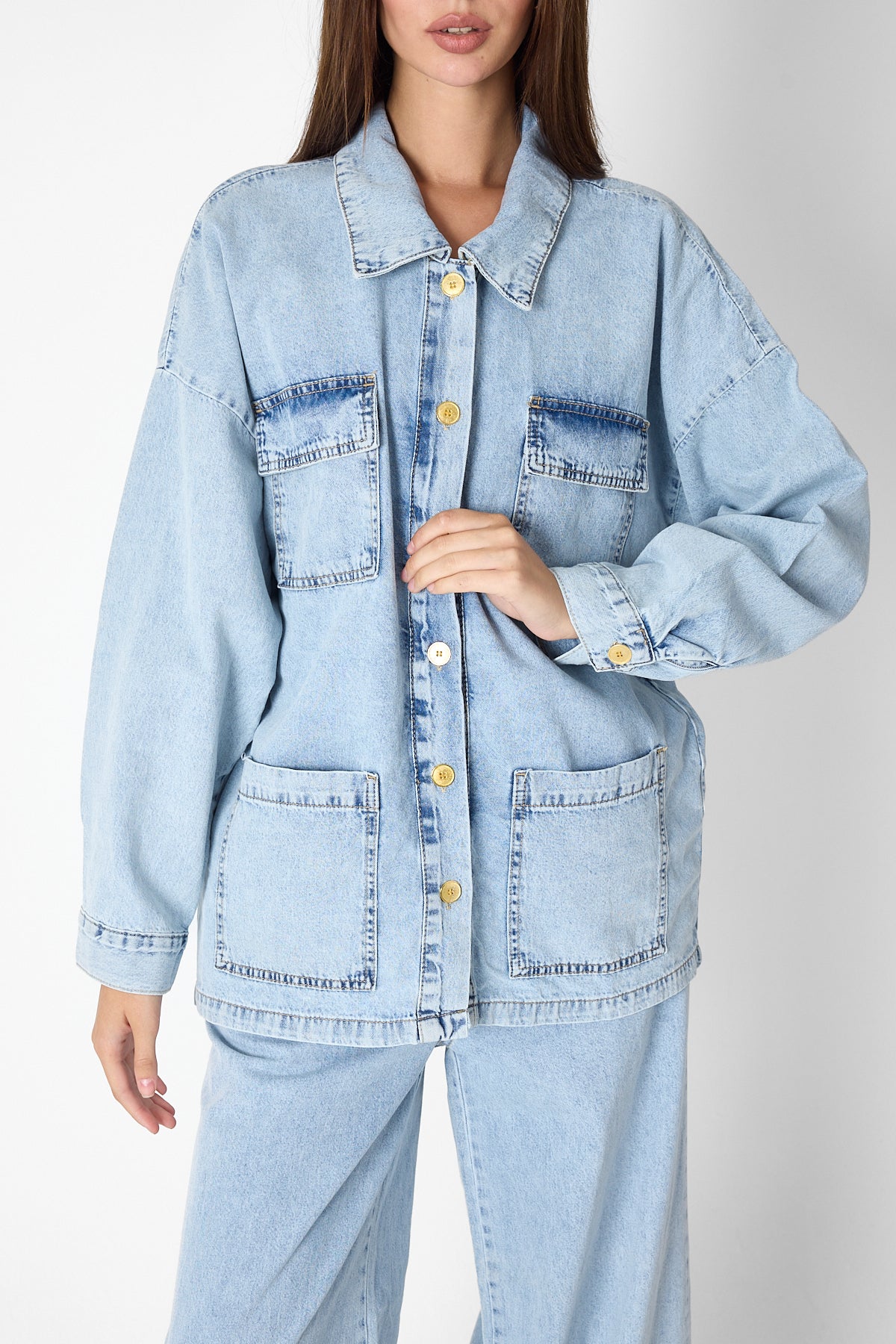 Luxe Buttoned Denim Set