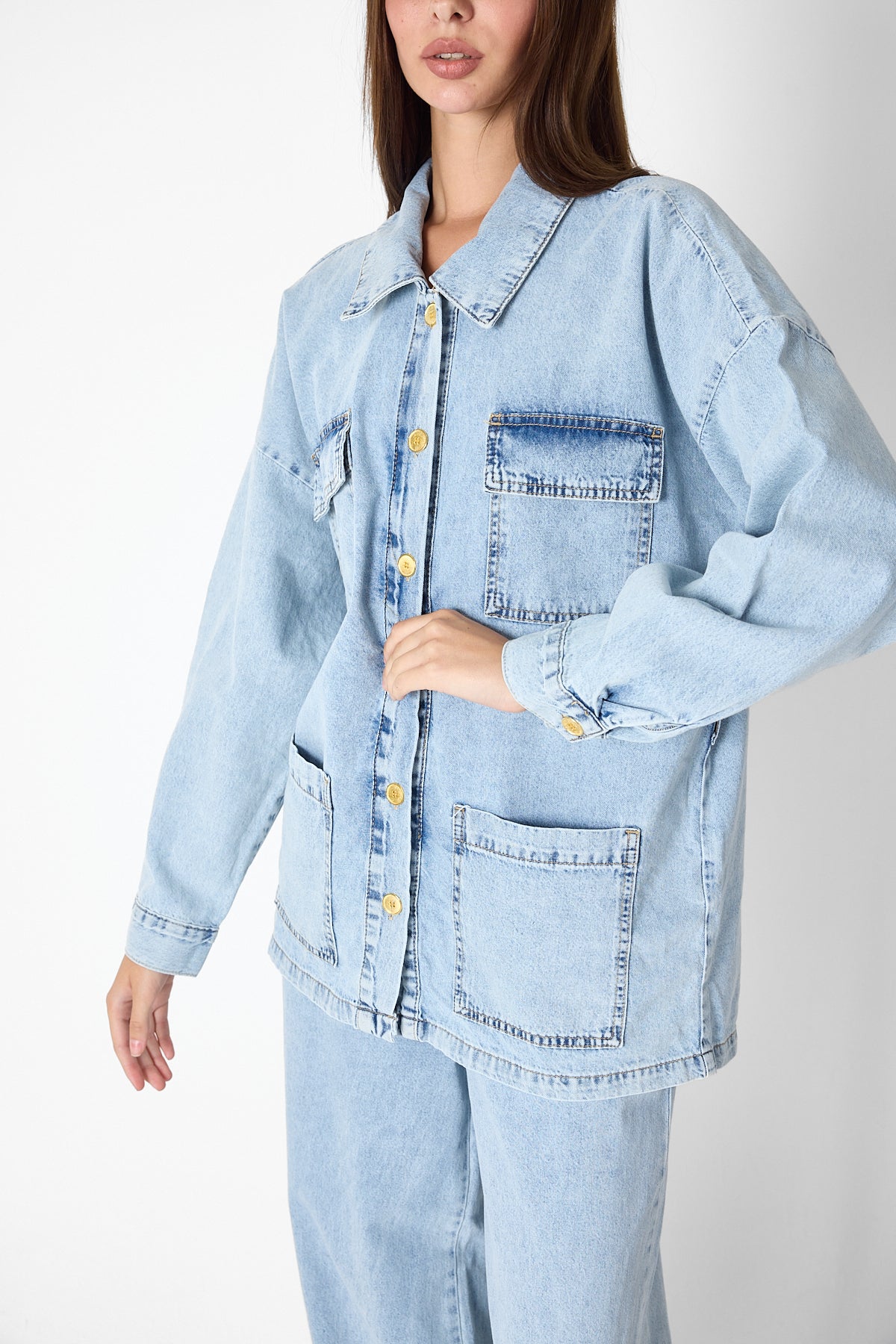 Luxe Buttoned Denim Set