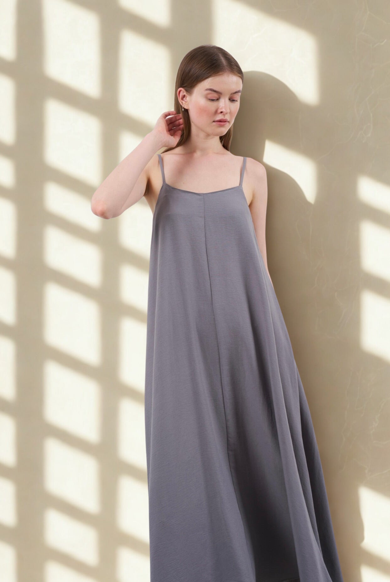 Minimalist Elegance Gray Maxi Dress