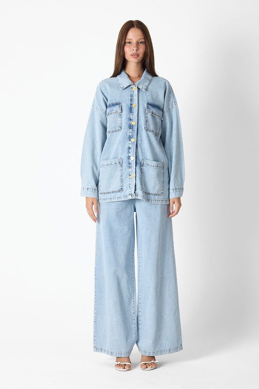 Luxe Buttoned Denim Set