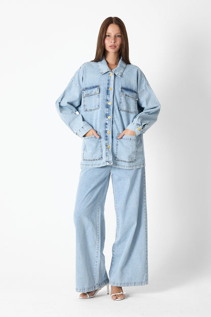 Luxe Buttoned Denim Set