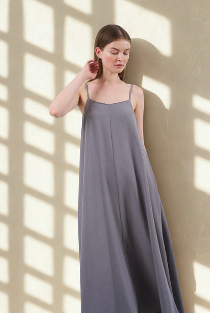 Minimalist Elegance Gray Maxi Dress