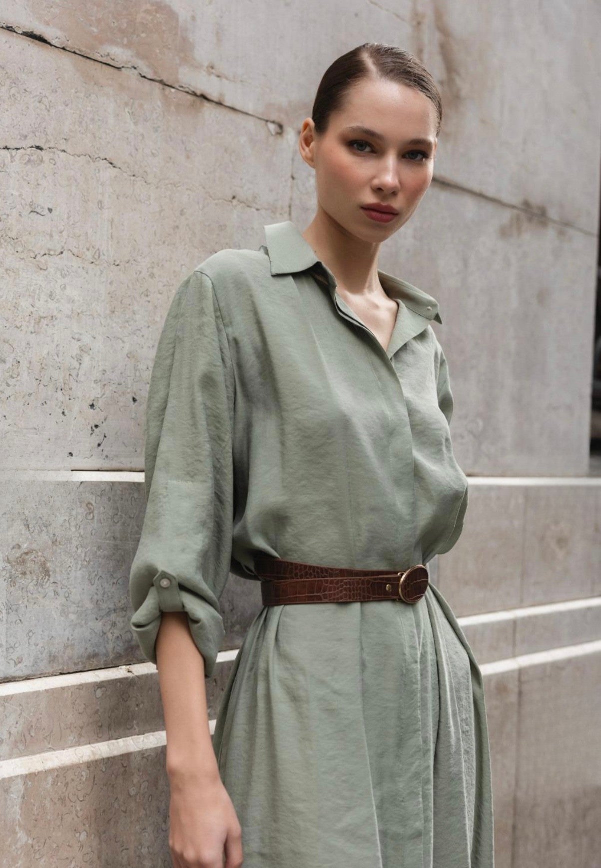 Sage Green Shirt Dress