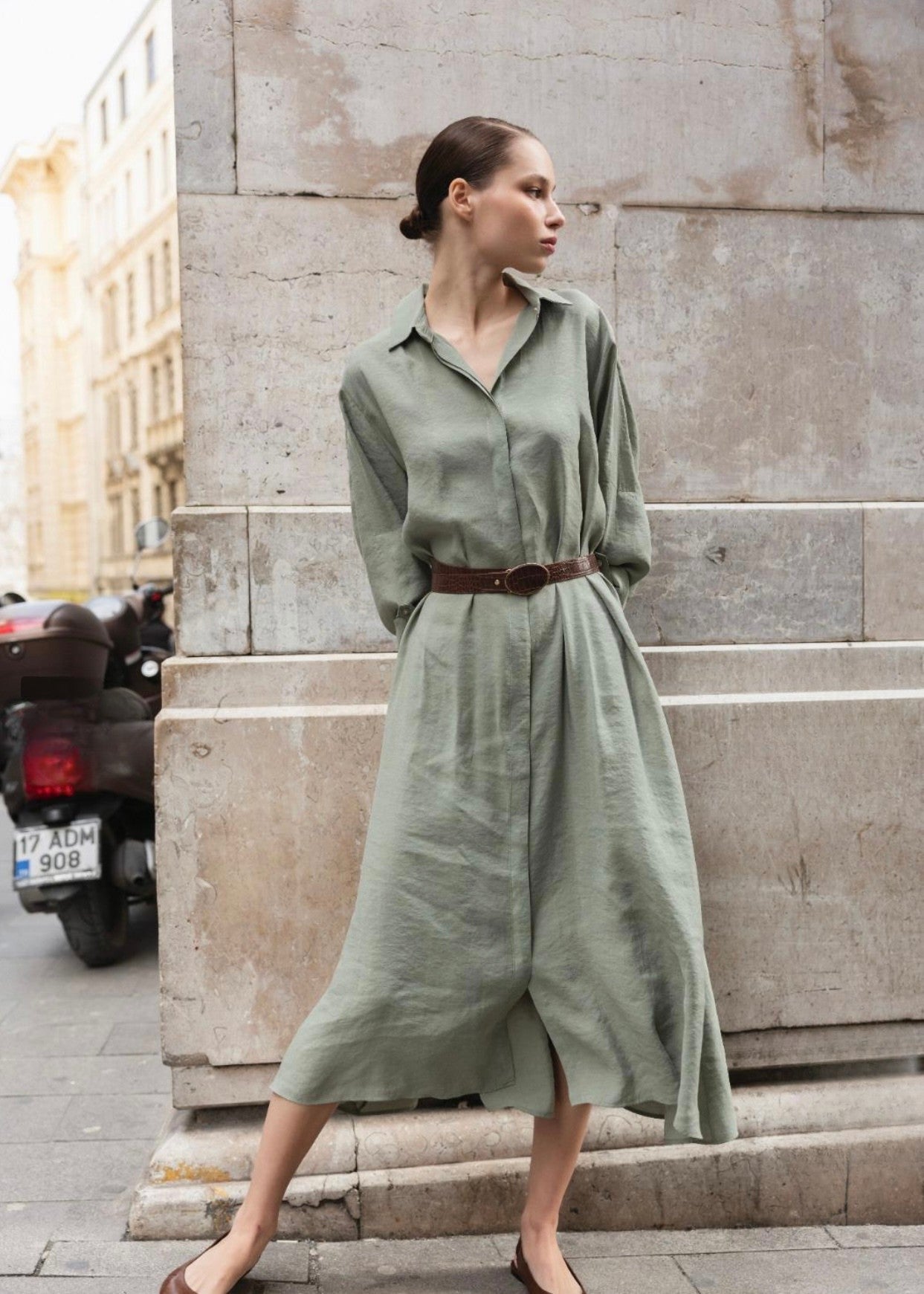 Sage Green Shirt Dress