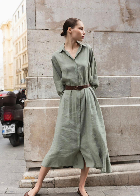 Sage Green Shirt Dress