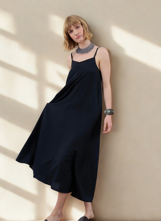 Minimalist Elegance Black Maxi Dress