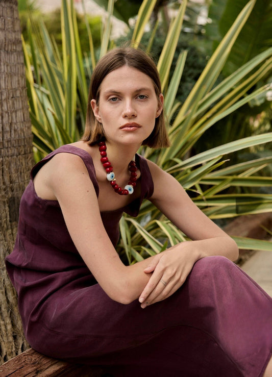 Burgundy Elegance Sleeveless Maxi Dress