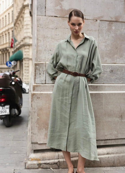 Sage Green Shirt Dress