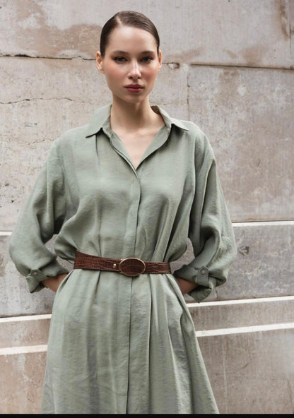 Sage Green Shirt Dress
