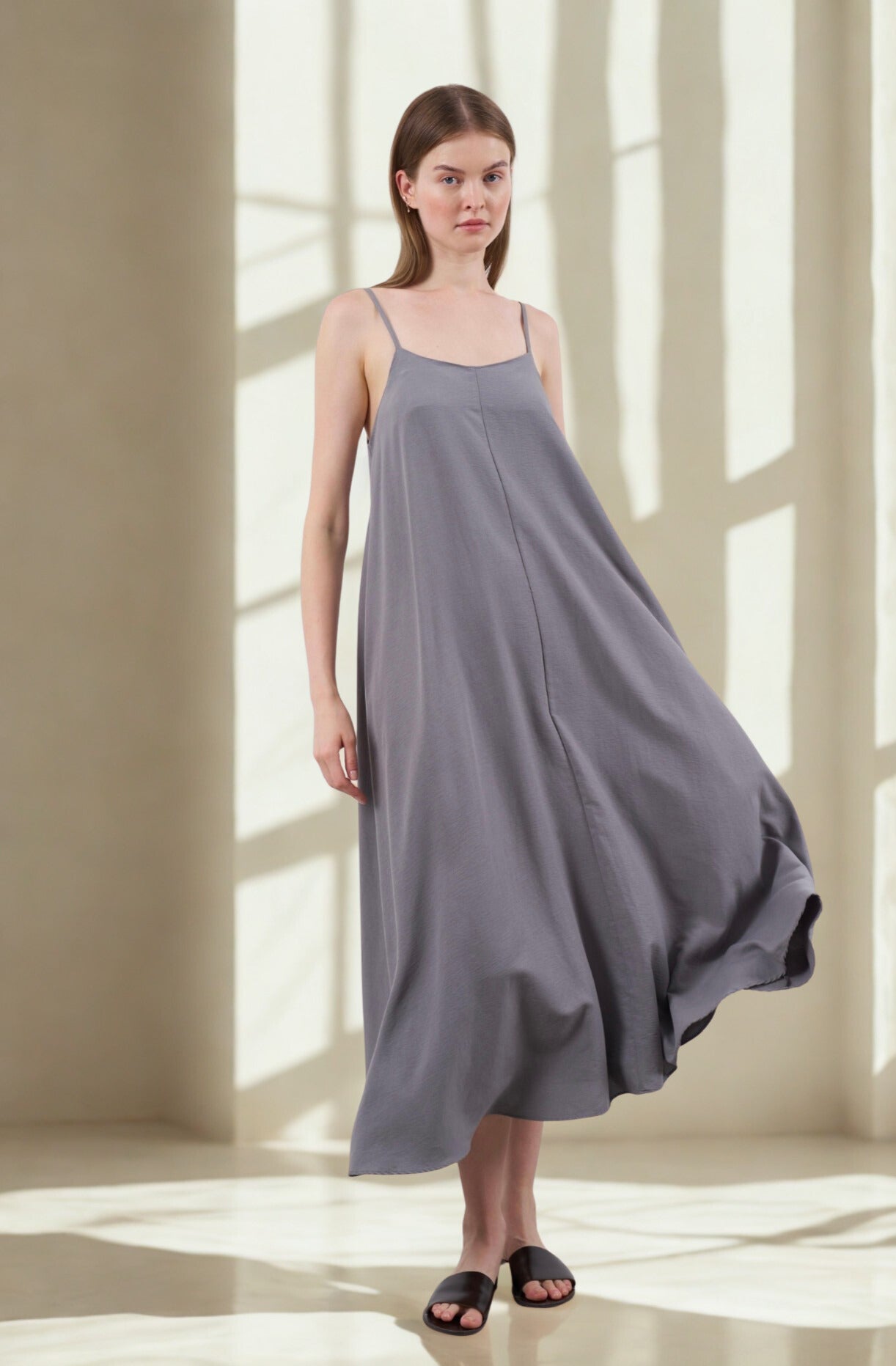 Minimalist Elegance Gray Maxi Dress